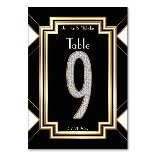 Glam Art Deco Diamond Mariage Numéro de table Neuf (Dos)