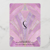 Glam Art Deco Gatsby  Monogram Wedding Gold Folie Uitnodiging (Achterkant)