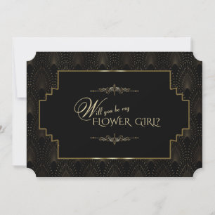 Glam Art Deco Great Gatsby Wees Mijn Bloemenmeisje Kaart