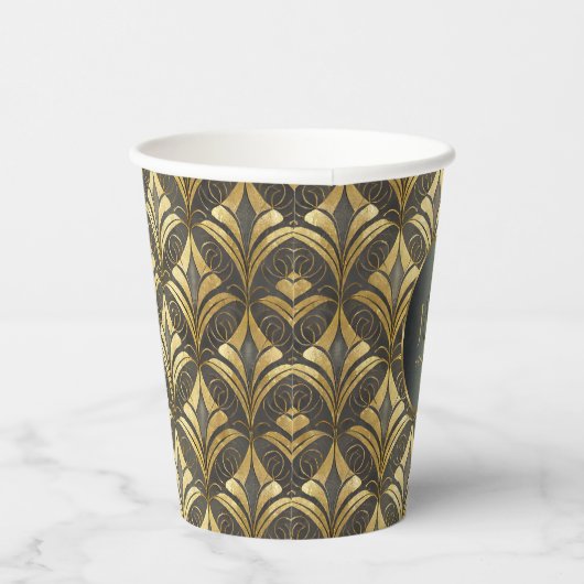 Glam Art Deco Patroon Bruiloft ID1033 Papieren Bekers (Rechts)
