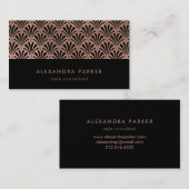 Glam Art Deco Pattern | Faux Roos Gold op zwart Visitekaartje (Voorkant / Achterkant)