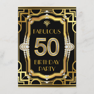 Glam Art Deco Prachtige 50 Verjaardagsfeestje Kaart