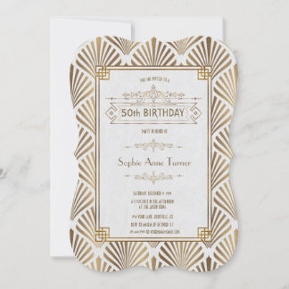 Glam Art Deco White Gatsby 50ste verjaardag Kaart