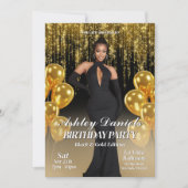 Glam Black and Gold Anniversaire Party Invitation (Devant)