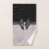 Glam Black Bow Diamond rose Silver Zebra Print (Serviette à main)