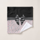 Glam Black Bow Diamond rose Silver Zebra Print (Gant de toilette)
