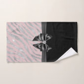 Glam Black Bow Diamond rose Silver Zebra Print (Serviette à main)
