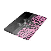 Glam Black Bow Diamond Roze Glitter Luipaard Badmat (Gekanteld)