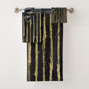 Glam Black Bow Gold Butterflies & Stripes