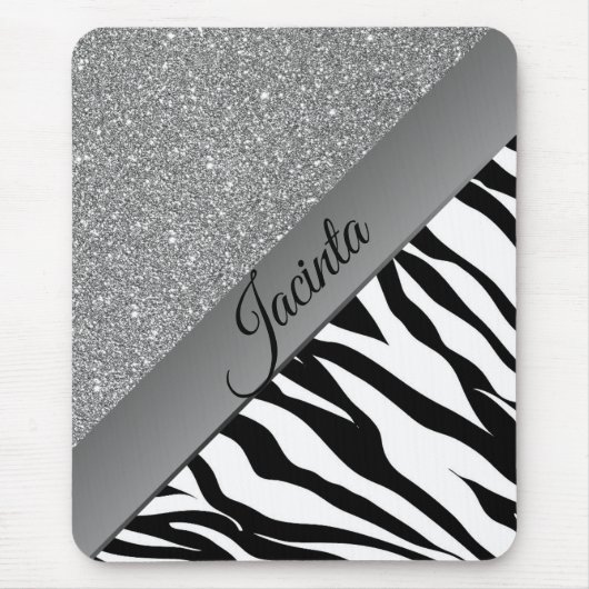 Glam Black en White Zebra Muismat (Voorkant)