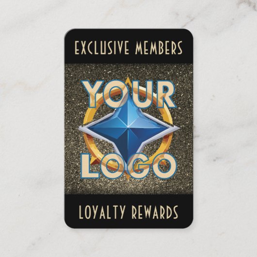 Glam Black & Faux Gold Glitter Rewards Punch Kaart (Voorkant)