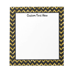 Glam Black Gold Glitter Chevron Stripe Pattern Notitieblok
