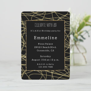 Glam Black Gold Glitter Glitzy Verjaardag Kaart
