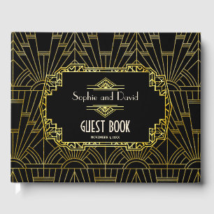 Glam Black & Gold Great Art Deco Wedding Gastenboek