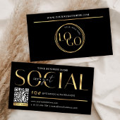 Glam Black & Gold Let's Get Social Media QR Code Visitekaartje