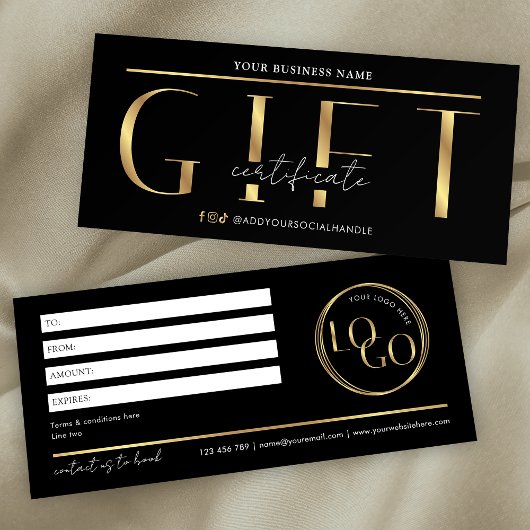 Glam Black & Gold Logo Spa Salon Cadeaubon