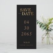 Glam Black & Gold Monogram Opslaan datum (Staand voorkant)