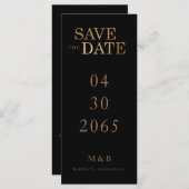 Glam Black & Gold Monogram Opslaan datum (Voorkant / Achterkant)