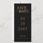 Glam Black & Gold Monogram Opslaan datum (Voorkant)