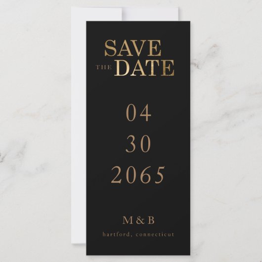 Glam Black & Gold Monogram Opslaan datum (Voorkant)