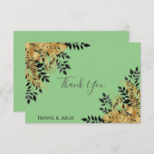 Glam Black & Gold Tropical Feuille Merci (Devant / Derrière)