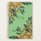 Glam Black & Gold Tropische bladeren Planner (Voorkant)