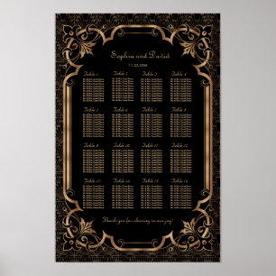 Glam Black Great Gatsby Art Déco 20s Plan de table