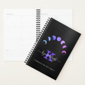 Glam Black Moon Phases Pastel Monogramme Nom Petit (Devant avec enveloppe)