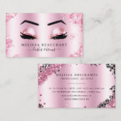 Glam Black Pink Glitter Lashes Brows Makeup Artist Visitekaartje (Voorkant / Achterkant)