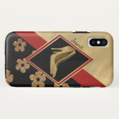 Glam Black Red et Gold iPhone X Coque (Dos (Horizontal))