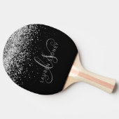 Glam Black Silver Glitter Glam Monogram Naam Tafeltennisbatje (Zijkant)