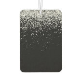 Glam Black Silver Glitter Monogram Naam Luchtverfrisser (Achterkant)