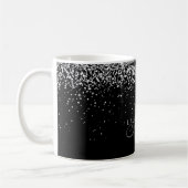 Glam Black Silver Glitter Monogram Name Coffee Mok (Links)
