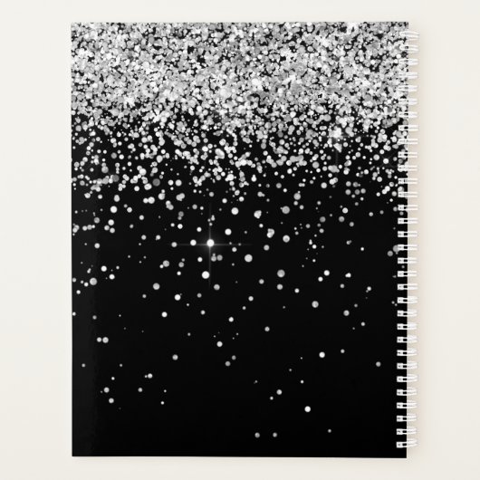 Glam Black Silver Parties scintillant Nom du monog (Dos)