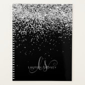 Glam Black Silver Parties scintillant Nom du monog (Devant)