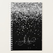 Glam Black Silver Parties scintillant Nom du monog (Devant)