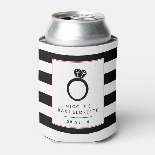 Glam Black Stripe | Vrijgezellenfeest Blikjeskoeler (Blikje Voorkant)