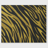 Glam Black Zebra Stripes & Faux Gold Glitter Cadeaupapier (Vlak)