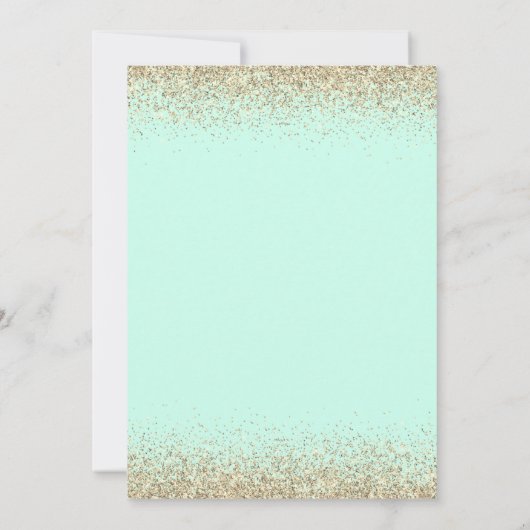 Glam Blauwgroen Aqua Quinceañera Gold Tiara Glitte Kaart (Achterkant)