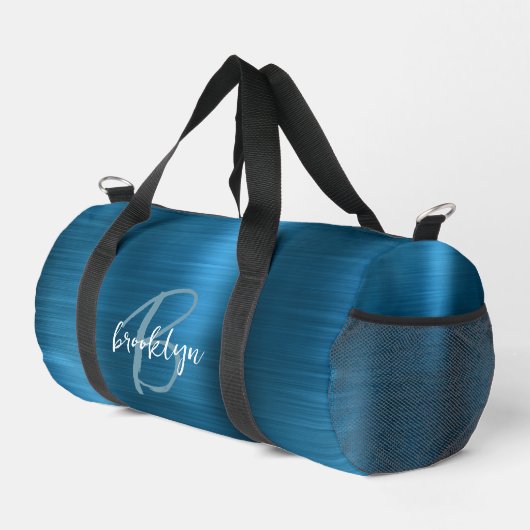 Glam Blauwgroen Blauw Geborsteld Metaal Wit Monogr Plunjezak (Rechterhoek)