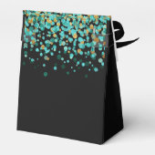 Glam Blauwgroen Gouden Glitter Confetti Dank u Ver Bedankdoosjes (Achterkant)