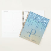 Glam Bleu Paillettes Elegant Monogramme   (Devant avec enveloppe)