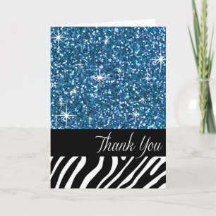 Glam Bling Glitter Zebra Bedankt   blauw