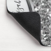Glam Bling Personalized Glitter Calligraphy Silver Muismat (Hoek)