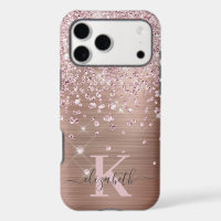 Glam Bling Rose Gold Diamant Confettis Monogrammés