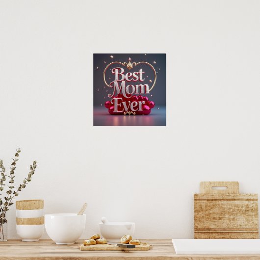 Glam Bling Zilver Goud Beste Moeder Ooit Poster (Keuken)