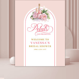 Glam bloemblaadjes en prosecco douche banner blush wandkleed