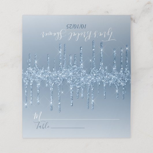 Glam Blue Glitter Drip Elegant Gepersonaliseerd (Buitenkant ongevouwen)