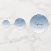 Glam Blue Glitter Drip Foto 21e verjaardag Confetti (Voorkanten)