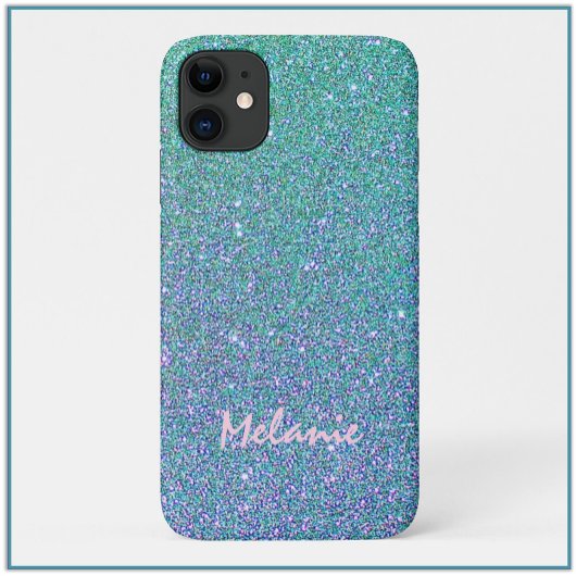 Glam Blue Green en Paarse glitter Case-Mate iPhone Case